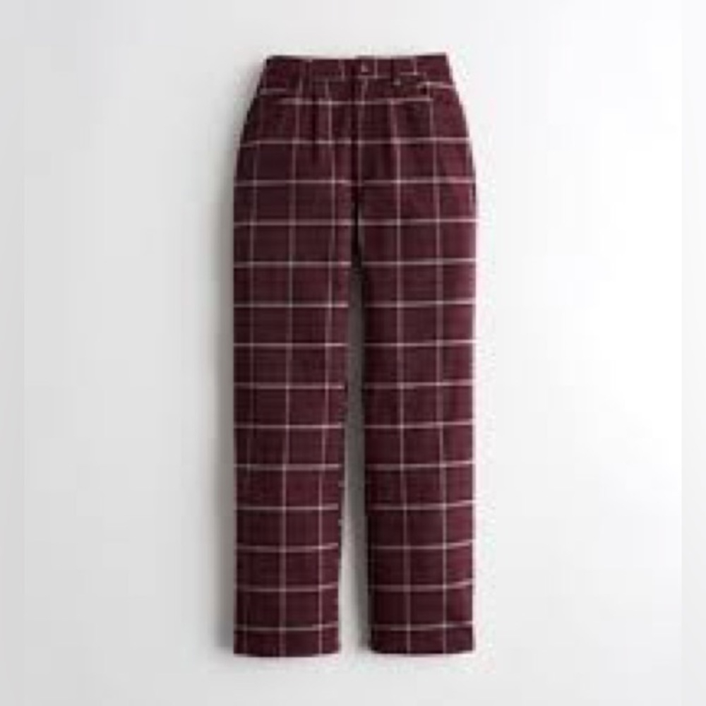 NWT Hollister Women’s Ultra High Rise Dad Pants Plaid Red 9 Short